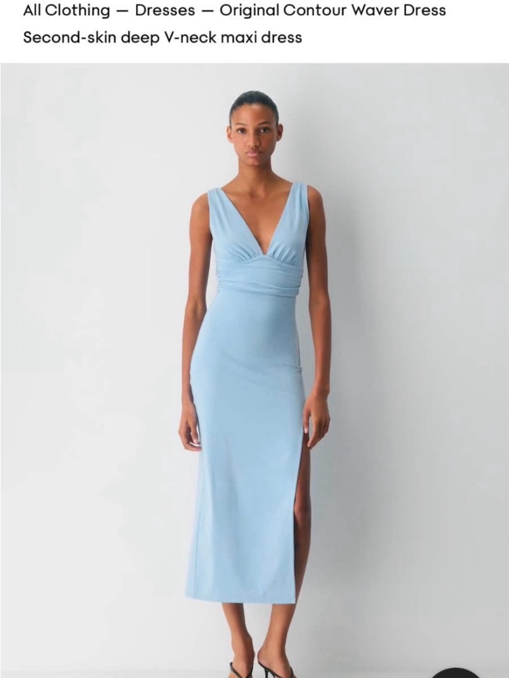 Aritzia Light Blue Deep V-Neck Maxi Dress